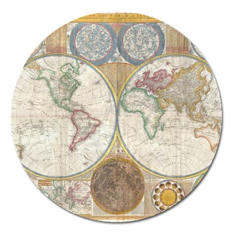 1794 World Map Magnet 5  (Round) from ArtsNow.com Front