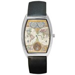 1794 World Map Tonneau Leather Watch