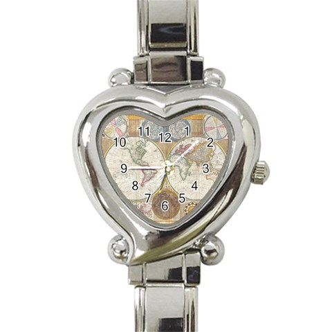 1794 World Map Heart Italian Charm Watch  from ArtsNow.com Front