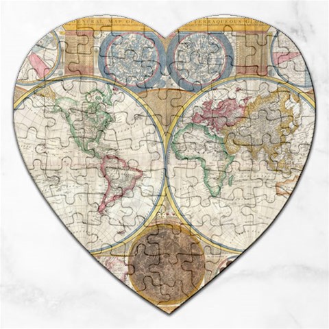 1794 World Map Jigsaw Puzzle (Heart) from ArtsNow.com Front