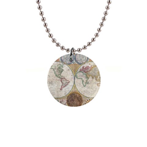 1794 World Map Button Necklace from ArtsNow.com Front