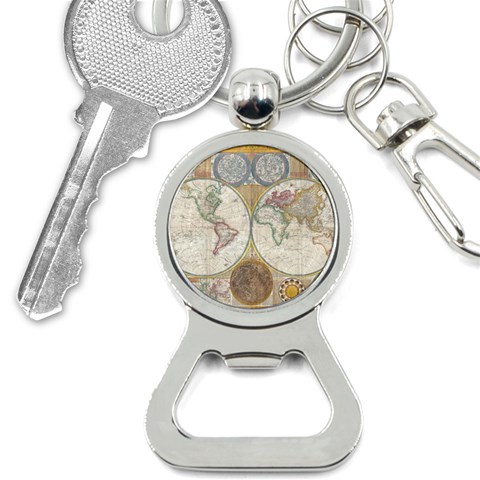 1794 World Map Bottle Opener Key Chain from ArtsNow.com Front