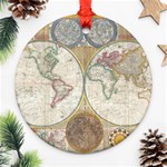 1794 World Map Round Ornament (Two Sides)