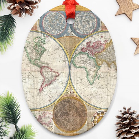 1794 World Map Oval Ornament (Two Sides) from ArtsNow.com Front