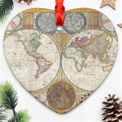 1794 World Map Heart Ornament (Two Sides) from ArtsNow.com Front