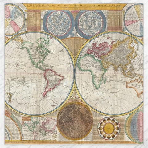 1794 World Map Canvas 16  x 16  (Unframed) from ArtsNow.com 15.2 x15.41  Canvas - 1