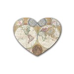 1794 World Map Drink Coasters 4 Pack (Heart) 