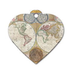 1794 World Map Dog Tag Heart (Two Sided) from ArtsNow.com Front