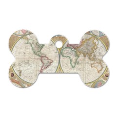 1794 World Map Dog Tag Bone (Two Sided) from ArtsNow.com Front