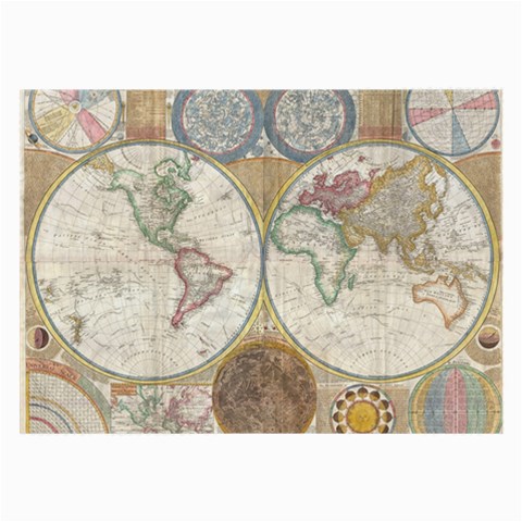 1794 World Map Glasses Cloth (Large, Two Sided) from ArtsNow.com Front
