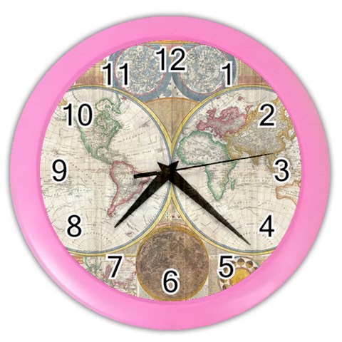 1794 World Map Wall Clock (Color) from ArtsNow.com Front