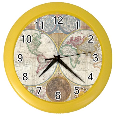 1794 World Map Wall Clock (Color) from ArtsNow.com Front