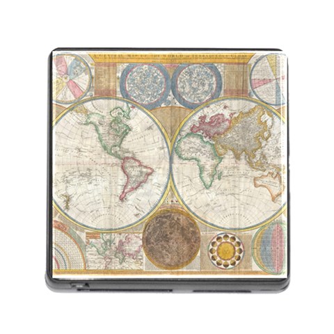 1794 World Map Memory Card Reader with Storage (Square) from ArtsNow.com Front