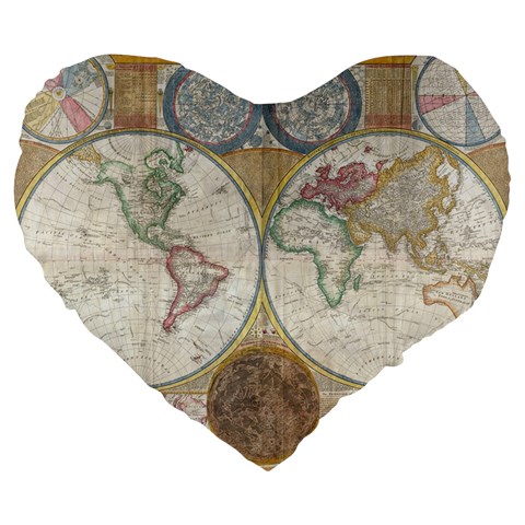 1794 World Map 19  Premium Heart Shape Cushion from ArtsNow.com Front