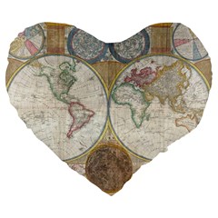 1794 World Map 19  Premium Heart Shape Cushion from ArtsNow.com Front