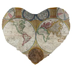 1794 World Map 19  Premium Heart Shape Cushion from ArtsNow.com Back