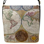 1794 World Map Flap Closure Messenger Bag (Small)