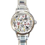 Medieval Mash Up Round Italian Charm Watch