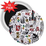 Medieval Mash Up 3  Button Magnet (10 pack)