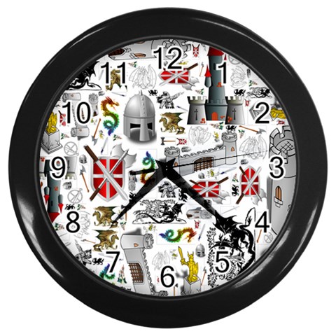 Medieval Mash Up Wall Clock (Black) from ArtsNow.com Front