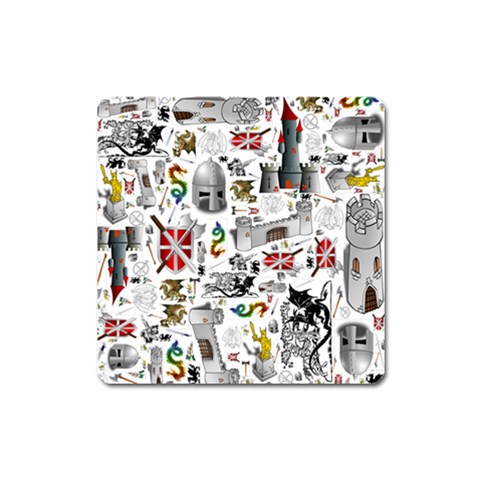 Medieval Mash Up Magnet (Square) from ArtsNow.com Front