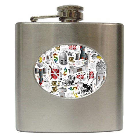 Medieval Mash Up Hip Flask from ArtsNow.com Front
