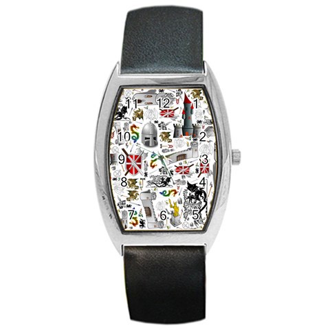 Medieval Mash Up Tonneau Leather Watch from ArtsNow.com Front