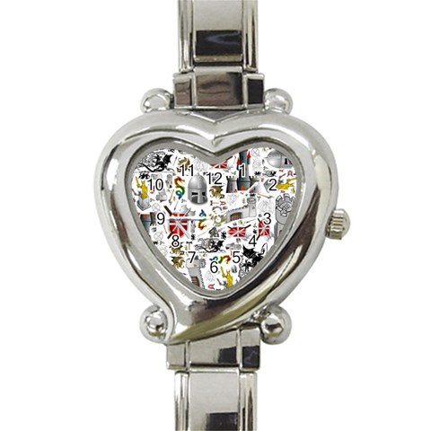 Medieval Mash Up Heart Italian Charm Watch  from ArtsNow.com Front