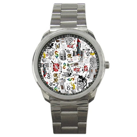 Medieval Mash Up Sport Metal Watch from ArtsNow.com Front