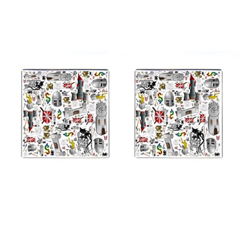 Medieval Mash Up Cufflinks (Square) from ArtsNow.com Front(Pair)