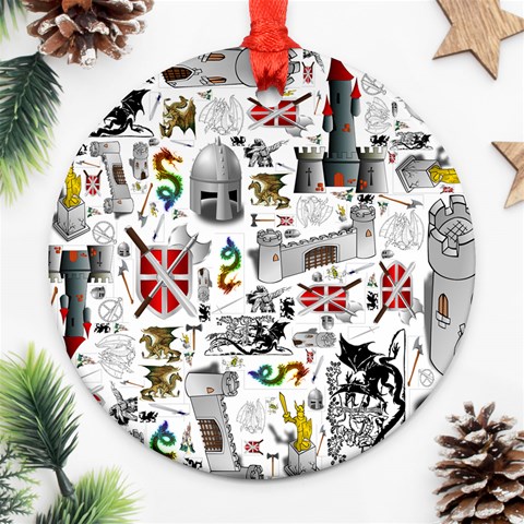 Medieval Mash Up Round Ornament (Two Sides) from ArtsNow.com Front