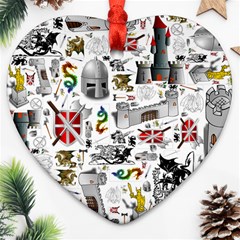 Medieval Mash Up Heart Ornament (Two Sides) from ArtsNow.com Front