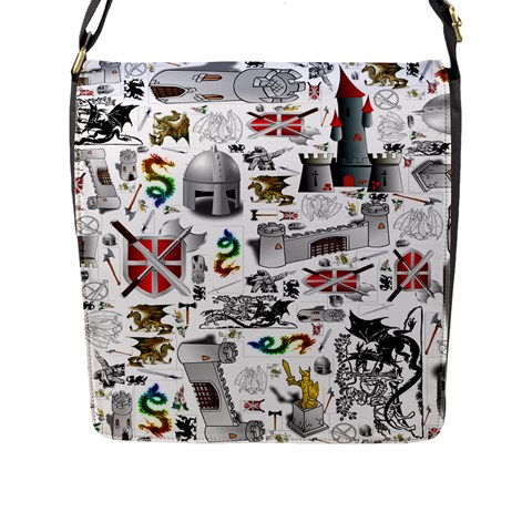 Medieval Mash Up Flap Closure Messenger Bag (Large) from ArtsNow.com Front