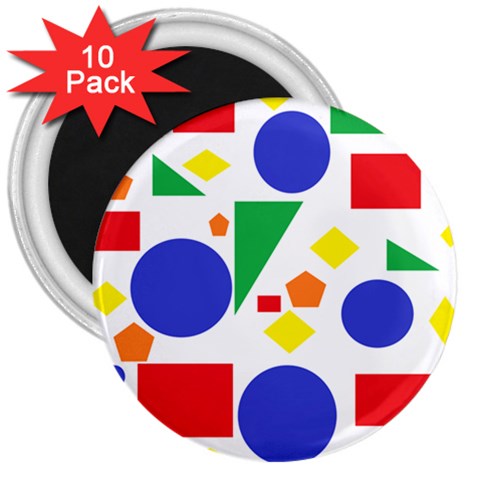 Random Geometrics 3  Button Magnet (10 pack) from ArtsNow.com Front