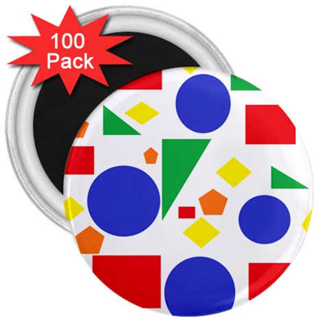 Random Geometrics 3  Button Magnet (100 pack) from ArtsNow.com Front