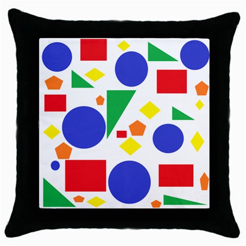 Random Geometrics Black Throw Pillow Case from ArtsNow.com Front