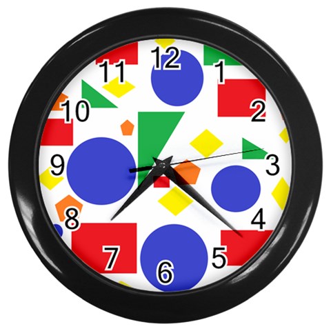 Random Geometrics Wall Clock (Black) from ArtsNow.com Front