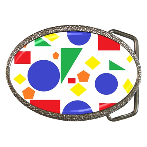 Random Geometrics Belt Buckle (Oval) from ArtsNow.com Front