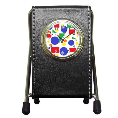 Random Geometrics Stationery Holder Clock from ArtsNow.com Front