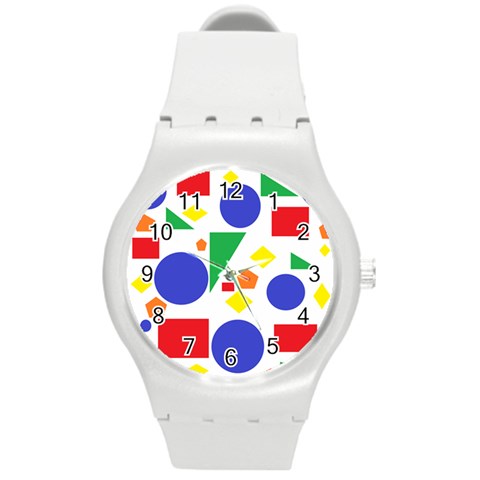 Random Geometrics Plastic Sport Watch (Medium) from ArtsNow.com Front
