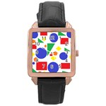 Random Geometrics Rose Gold Leather Watch 