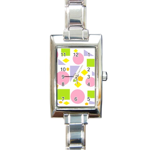 Spring Geometrics Rectangular Italian Charm Watch from ArtsNow.com Front