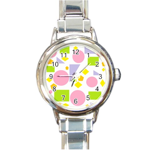 Spring Geometrics Round Italian Charm Watch from ArtsNow.com Front