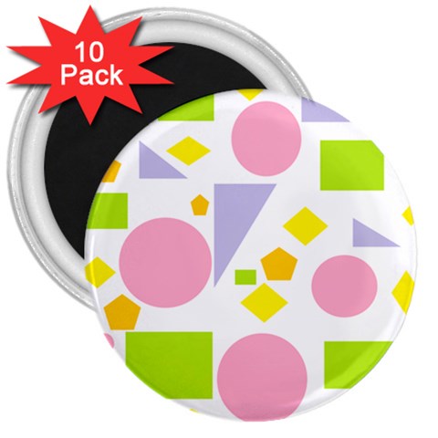 Spring Geometrics 3  Button Magnet (10 pack) from ArtsNow.com Front
