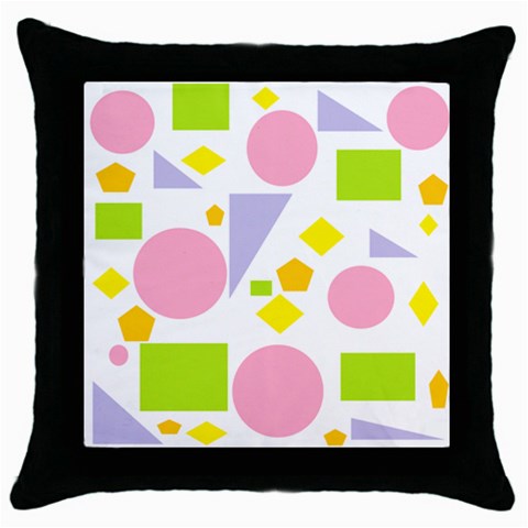Spring Geometrics Black Throw Pillow Case from ArtsNow.com Front