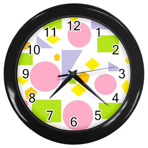 Spring Geometrics Wall Clock (Black) from ArtsNow.com Front