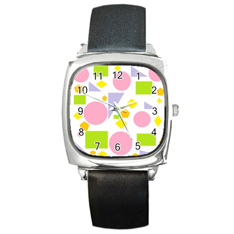 Spring Geometrics Square Leather Watch from ArtsNow.com Front