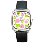 Spring Geometrics Square Leather Watch