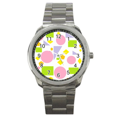 Spring Geometrics Sport Metal Watch from ArtsNow.com Front