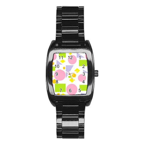 Spring Geometrics Stainless Steel Barrel Watch from ArtsNow.com Front